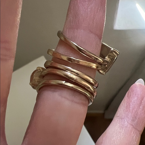 Set a five gold gemstone stackable rings Size 7 - Picture 14 of 15